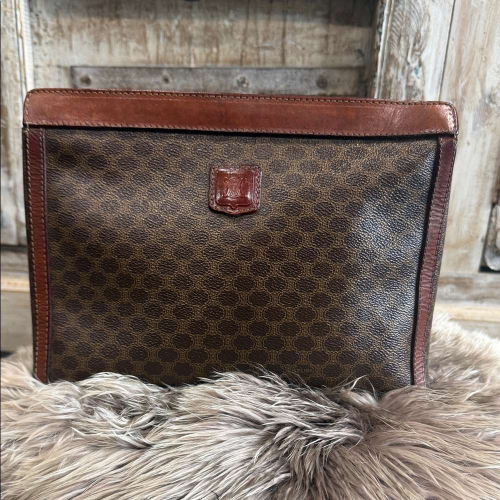 Celine Brown Patterned Clutch